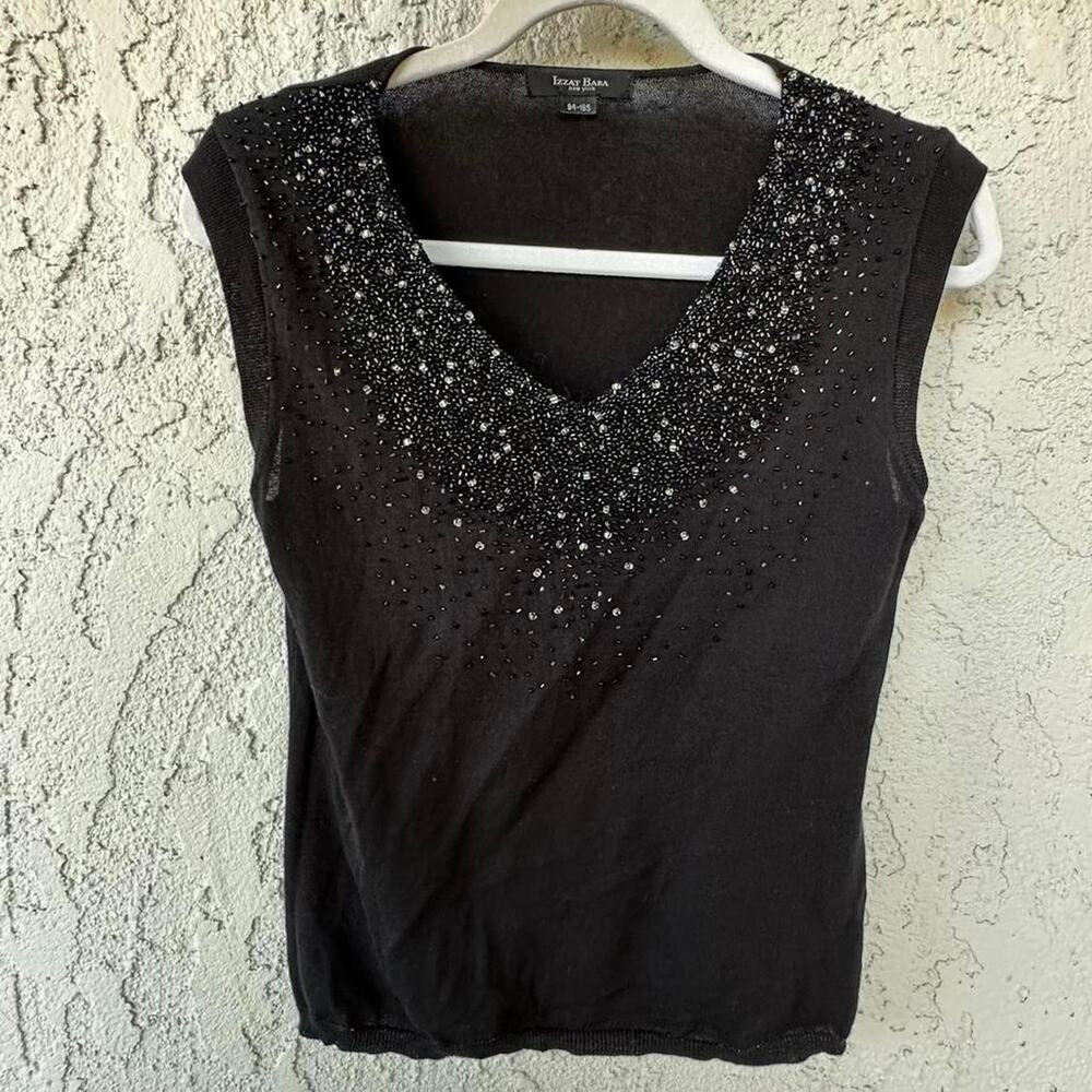 Y2k black beaded top
